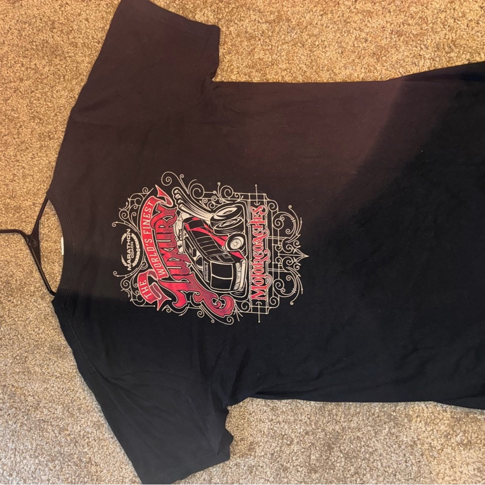 The Marathon Clothing Black Tee with Red and White Graphics